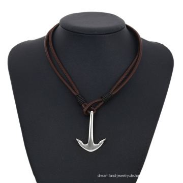 Halskette-00265 XP Mode Edelstahl Schmuck Leder einfaches Design Anker Halskette für Männer